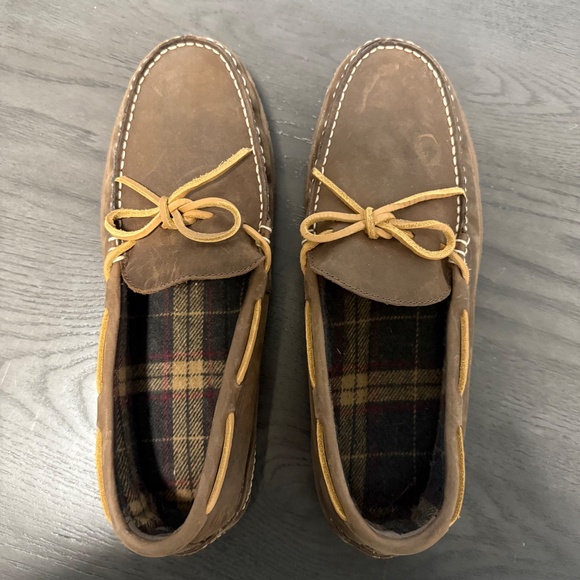 L.L.Bean Men's Handsewn Slippers, Flannel-Lined Size 11 Medium - Picture 3 of 9